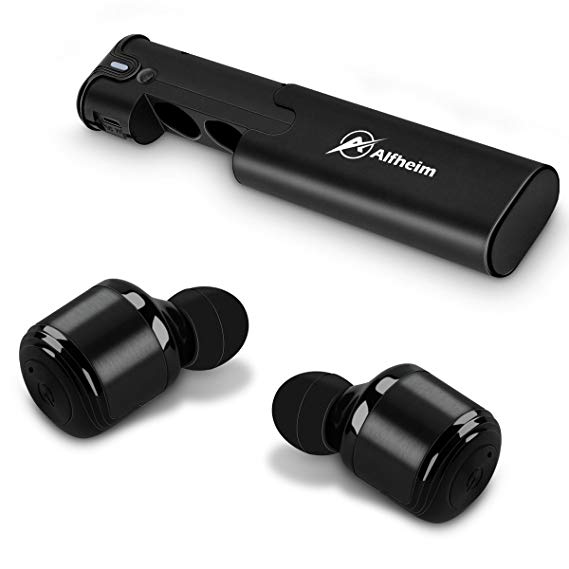 True Wireless Earbuds,Alfheim Dual Bluetooth Noise Cancelling Headphones Sweatproof Mini Earpieces V4.2 In-Ear Headsets with Charging Case,EASY PAIR Wireless Stereo Earphones