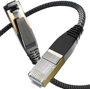 KabelDirekt – Cat 8 Netzwerkkabel mit flexiblem & bruchsicherem Flechtdesign – 5 m (LAN Kabel/Ethernet Kabel, RJ45-Stecker, überträgt höchste Datenraten bis 40 Gbit/s, ideal für Gaming/PS5/Xbox)