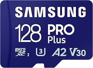 Samsung Carte Mémoire MicroSDXC, Pro Plus MB-MD128SA/EU, 128 Go, vitesse de lecture jusqu’à 180 Mo/s, fournie avec adaptateur SD