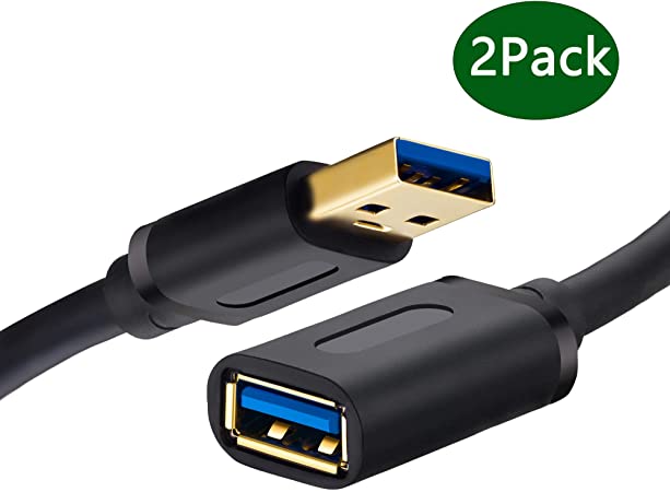 USB 3.0 Extension Cable 1.5Ft,Tan QY USB 3.0 High Speed Extender Cord Type A Male to A Female for Playstation, Xbox, USB Flash Drive, Hard Drive, Card Reader,Scanner,Printer,Keyboard (1.5Ft-2Pack)