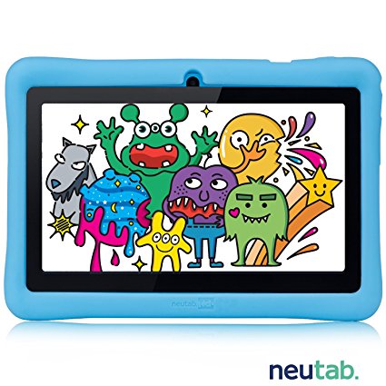 NeuTab 7 inch Kids Tablet, 7'' Quad Core Android 5.1 Lolipop System HD IPS Wide Angle Screen w/ iWawa Software Bundle Kids Model Pre-installed, FCC Certified (Blue)