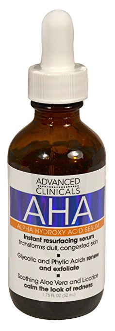 Advanced Clinicals AHA Alpha Hydroxy Acid Instant Resurfacing and Hydrating Serum 1.75 Fl Oz.