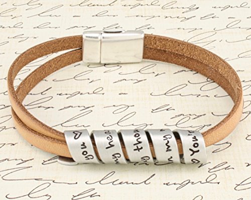Natural leather bracelet with Secret Message spiral - Chose your own quote or message - Hand Stamped custom made for you. A unique gift that will never be forgotten.