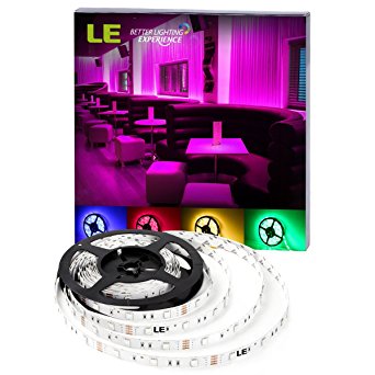 LE LED Flexible RGB Strip Lights,150 Units 5050 LEDs,5m 12V DC Non-waterproof Light Strips,LED ribbon, For Garden/Home/Kitchen/Car/Bar, DIY Party Christmas Decorative Lighting,Multi-coloured