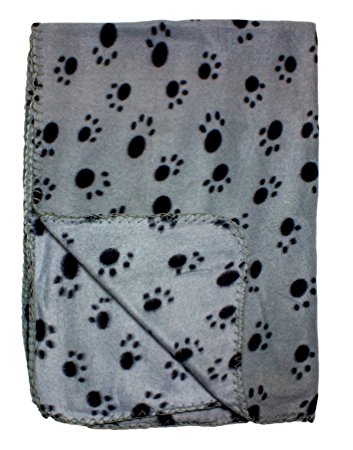 Fleece 39 x 27 Inch Pet Blanket with Paw Print Pattern - Animal Supplies by bogo Brands