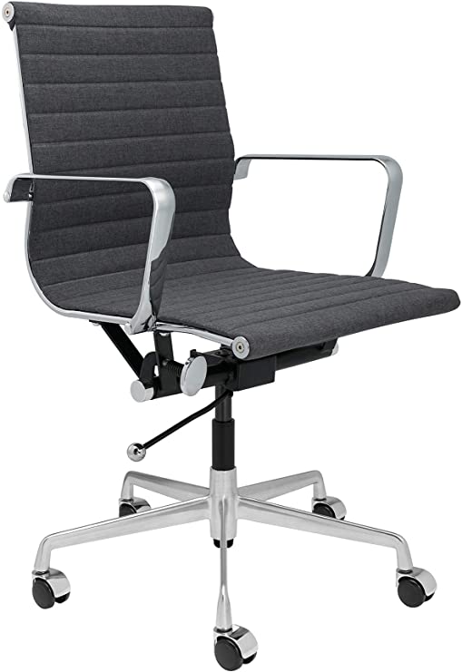 SOHO Ribbed Management Office Chair (Charcoal Fabric)