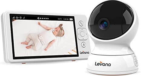 Levana Mila Video Baby Monitor with Camera and Audio - Secure, WiFi-Free 5” Display with 720p HD Video, Night Vision, Temperature Alerts and Remote Pan, Tilt and Zoom