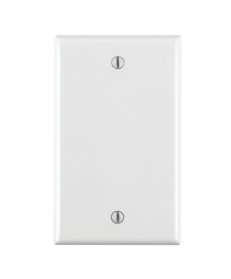 Leviton 80714-W 1-Gang No Device Blank Wallplate, Standard Size, Thermoplastic Nylon, Box Mount, White