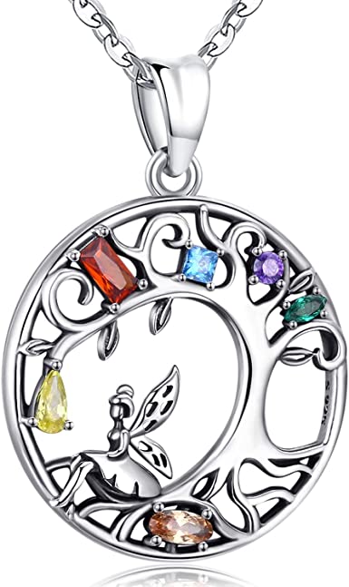 Tree of Life Necklace for Women, Sterling Silver Pendant, Jewelry Gift with Infinite Colorful Cubic Zirconia for Girlfriend Daughter