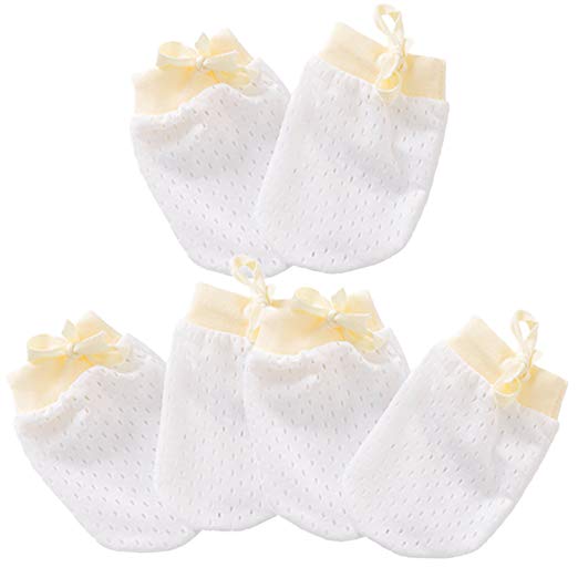 Kalevel 3 Pairs Newborn Baby Mittens No Scratch Baby Cotton Gloves 0-6 Months
