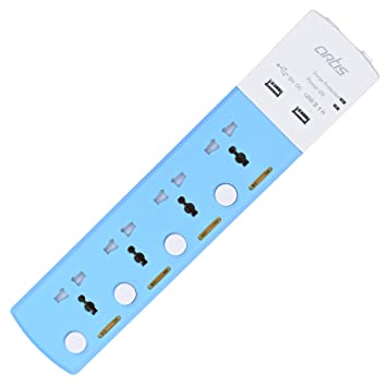 Artis AR-4MSU-CB 4 Universal Sockets & 2 USB with Individual Switch Surge Protector(Blue)
