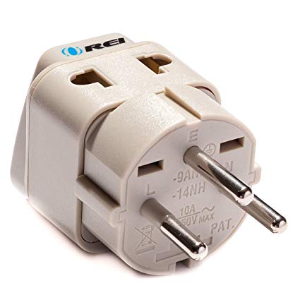 Orei WP-H-GN Grounded Universal 2 in 1 Plug Adapter Type H for Israel and More, High Quality, CE Certified, RoHS Compliant