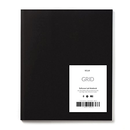 Vela Advanced Softcover Lab Notebook / 7.5 x 9.25 inches / 128 Pages / Lay-Flat OptiSewn Binding / Wear-Resistant Nylon Coated Cover / 105gsm Heavyweight Paper (Grid)