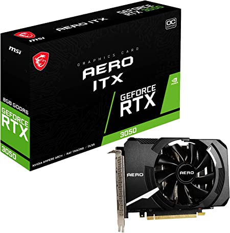 MSI Gaming GeForce RTX 3050 8GB GDDR6 128-Bit HDMI/DP PCIe 4 Single Fan Ampere OC ITX Graphics Card (RTX 3050 AERO ITX 8G OC)