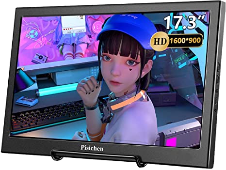 Pisichen 17.3 inch Gaming Portable Monitor, Full HD 1600x900 Display with USB HDMI Input, PC Monitor for Laptop,PC,PS4, PS3, Xbox Ones,Raspberry Pi