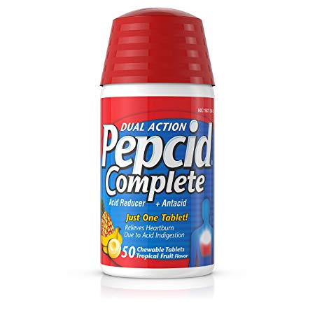 Pepcid Complete Acid Reducer   Antacid Chewable Tablets for Heartburn Relief, Tropical Fruit, 50 ct.