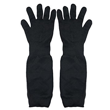 Cut Resistant Stainless Steel Wire Gloves,Level 5 Protection Safety Works Anti-slash Stab Gloves Long Black 1 Pair