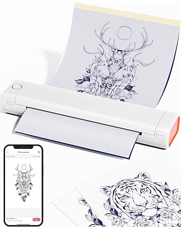 Phomemo M08F Wireless Tattoo Transfer Stencil Printer, Tattoo Transfer Thermal Copier Machine with 10pcs Free Transfer Paper, Tattoo Printer Kit for Tattoo Artists, Compatible with Smartphone & Pc