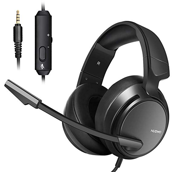 Micolindun Stereo Gaming Headset for PS4, Xbox One, PC with LED Bass Surround Soft Memory Earmuffs, Noise Cancelling Over Ear Headphones Mic, Volume Control for Laptop Table