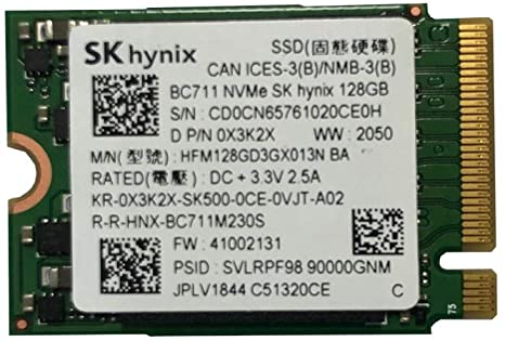 SK hynix BC711 128GB PCIe NVMe M.2 2230 Gen 3 x 4 SSD, 0X3K2X, HFM128GD3GX013N, OEM Package