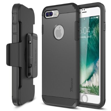 iPhone 7 Plus Case, Trianium [Duranium Series] Heavy Duty Protective Cases Shock Absorption Hard Cover w/ Built-in Screen Protector   Holster Belt Clip Kickstand for Apple iPhone 7 Plus 2016-Gunmetal