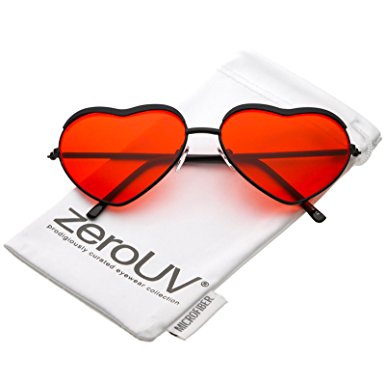 zeroUV - Oversize Metal Frame Slim Arms Color Tinted Lens Heart Sunglasses 61mm