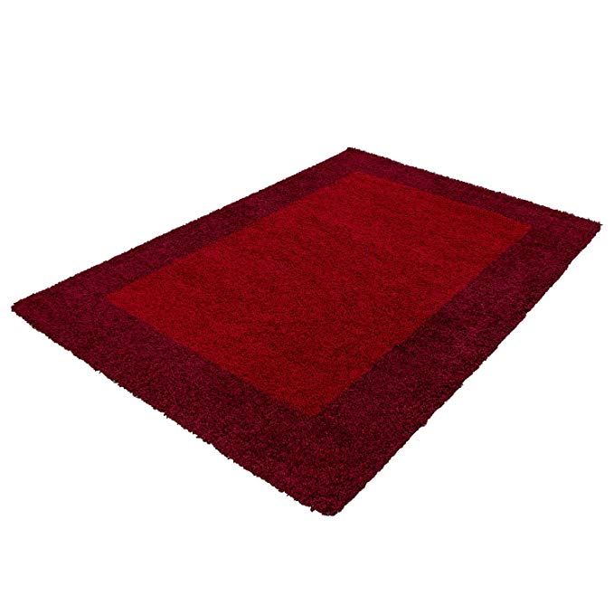 Shaggy carpets for living rooms, dining rooms or guest rooms with various colors such as black, brown, cream, green, red, mocha, purple, turquoise with 3 cm pile height and the carpets with OEKOTEX certified 1503, Size:300x400 cm, Color:Red