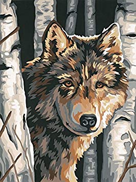 Dimensions Needlecrafts Paintworks Paint By Number, Wolf Among Birches