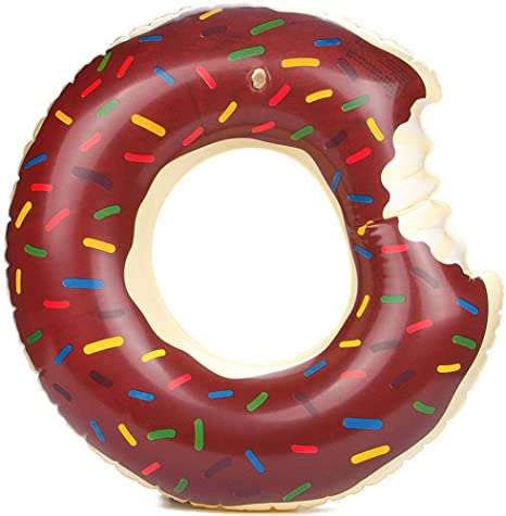 Fasmov 47" Giant Inflatable Donut Pool Float Donut Inflatable, Chocolate