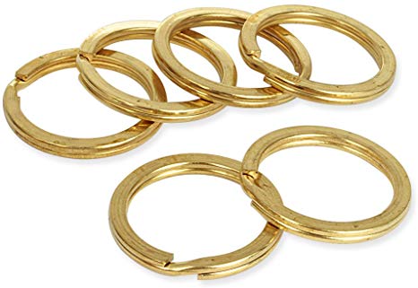 Seven & Nine Service 12 Pieces Wholesale Solid Brass Flat Split Key Ring Chain Hook Hardware (35mm)