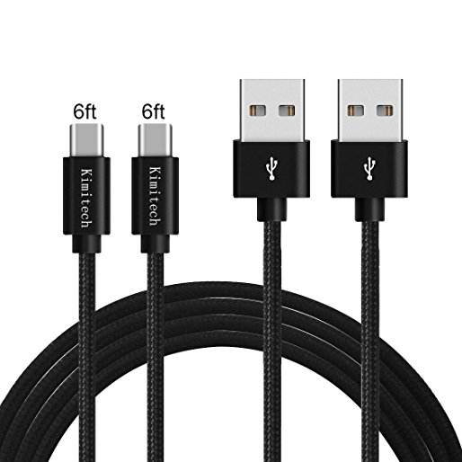Kimitech USB C Cable Nylon Braided, 2pcs 6.6ft Fast Charging Charger for Nexus 5X 6P, OnePlus 2/3T, Nokia N1, Xiaomi 4C, Zuk Z1, Lumia 950, tablet,etc.