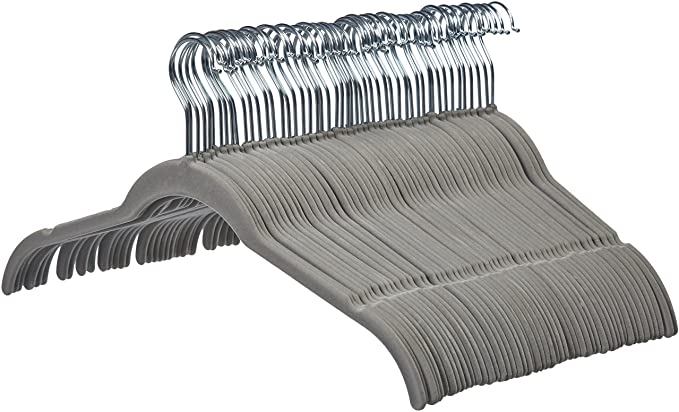 AmazonBasics Velvet Shirt/Dress Hangers Pack of 50, Gray