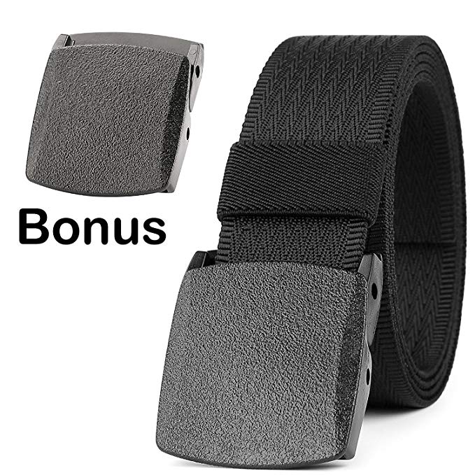 JASGOOD Unisex Nickel Free Belt 1.5 In Nylon Adjustable Web Belt with Plastic Buckle