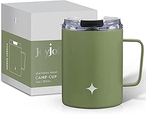 JoyJolt Triple Insulated Tumbler with Handle. 12 oz Tumbler Cup with Lid. Vacuum Sealed, Copper Lined, Double Wall Stainless Steel Tumblers. Travel Mug with Lid, Coffee Tumbler, Smoothie Cup, Tea Mug