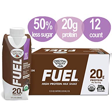 Organic Valley, Organic Fuel High Protein Milk Shake, 20G Protein, Chocolate, 11 Fl Oz (Pack of 12)