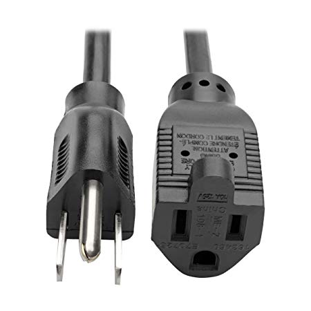 Tripp Lite Standard Power Extension Cord Cable 18 AWG 120V/10A NEMA 5-15R to NEMA 5-15P Black 6ft 6' (P022-006)