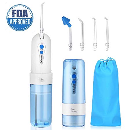 Himaly Cordless Water Flossers for Teeth Oral Irrigator Dental Flosser 4-Mode 200ml Water Tank with 5 Nozzles and Travel Bag USB Rechargeable for Travel & Home Use FDA Approved