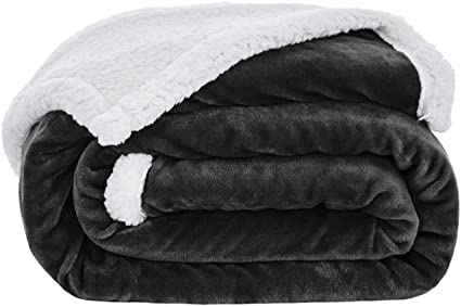 Love's cabin Sherpa Fleece Blanket Throw Size (Black, 50x60 Inches) Fuzzy Plush Throw Blanket for Couch or Sofa | Reversible Warm Cozy Soft Blankets for Adults and Kids