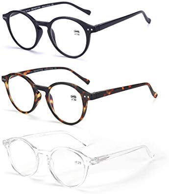 ZENOTTIC Reading Glasses，Blue Light Blocking Glasses Classic Round Lightweight Frame Eyeglasses for Men and Women，Anti Eyestrain, Computer Reading Glasses, Gaming Glasses