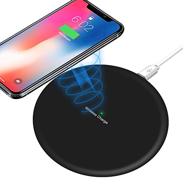 Wireless Charger, Wireless Charging Pad, eBoTrade Fast Ultra Slim Qi Charge Station for iPhone 8 / 8 Plus, iPhone X, Nexus 5 / 6 / 7, Samsung Galaxy S8/ S8 / S7 / S7 edge / S6 edge/ Note 5 (Black)