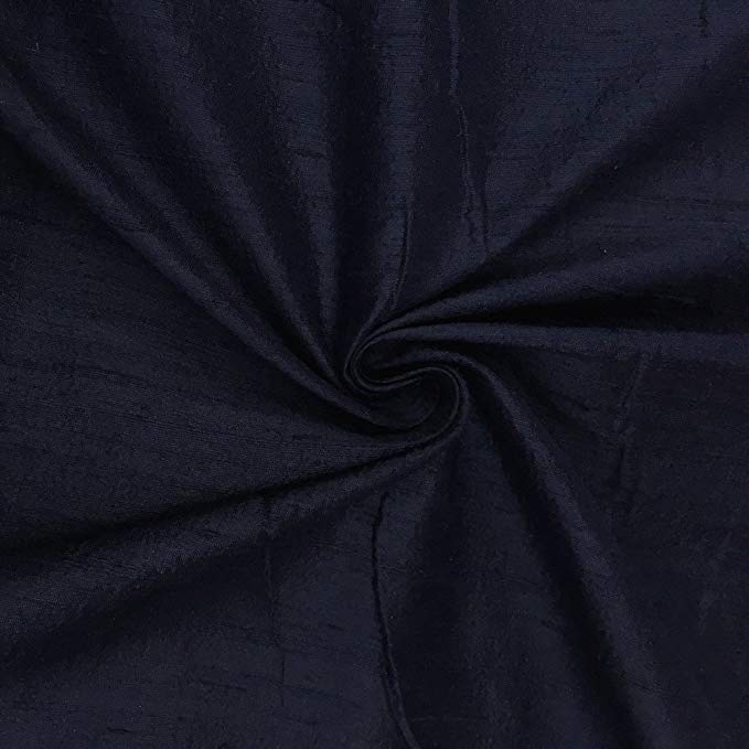 100% Pure Silk Dupioni Fabric 54" Wide BTY Drape Blouse Dress Craft (Navy)