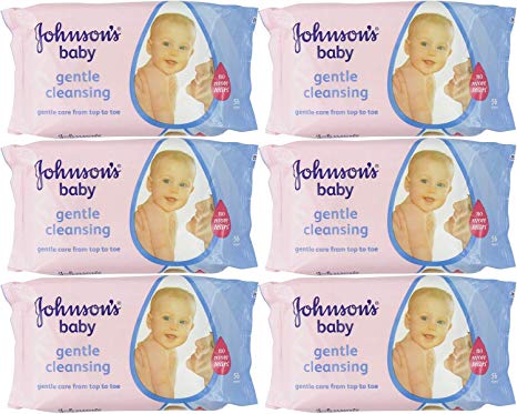 Johnson's Baby Gentle Cleansing 56 Wipes (Pack of 6)
