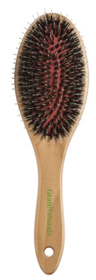 GranNaturals Boar  Nylon Bristle Oval Hair Brush with a Wooden Handle