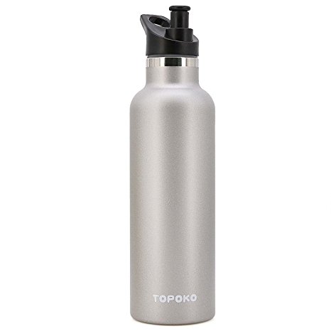 TOPOKO 25 OZ Double Wall Water Bottle Straw Lid with Handle, Vacuum Insulated Stainless Steel Bottle, Sweat Proof, Leak Proof Thermos Standard Mouth, Vacuum Seal Cap Mug
