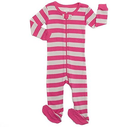 Leveret Footed "Striped Baby Girl" Variety Pajama Sleeper 100% Cotton (Size 6M-5T)