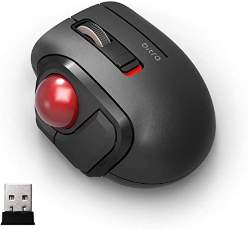 ELECOM 2.4GHz Wireless Thumb-Operated Compact-Size Trackball Mouse 5-Button Function Smooth Tracking, Less-Noise Precision Optical Gaming Sensor with Semi-Hard Case (M-MT1DRSBK)