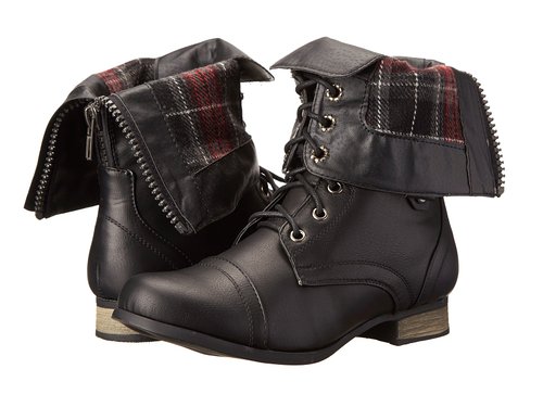Charles Albert Women's Cablee Combat Boot with Fold-Over Cuff