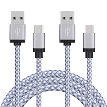 USB Type C Cable, 2Pack 6FT Long Type C Charging Cable Fast Charge Premium Durable Nylon Braided USB C to USB Compatible with Galaxy, Pixel, LG, Huawei, TCL and Other USB Type C Cable Device (White)