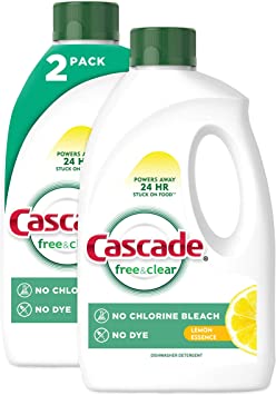 Cascade Free & Clear Gel Dishwasher Detergent, Lemon Essence, 2 Count (60 fl oz ea)