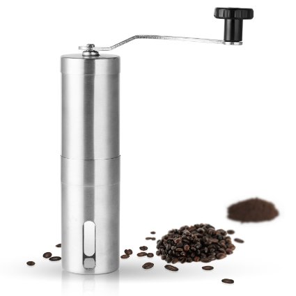 Manual Coffee Grinder, HOMETEK Premium Ceramic Burr Spice Mill, Precise Stainless Steel, Aeropress Compatible, Consistent Grind for Perfect Fresh Coffee
